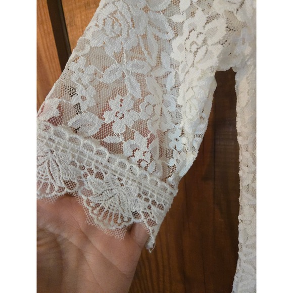 Girls White Floral Lace A-Line Special Occasion Dress Size 130 3/4 Sleeve - 7/8 - Picture 7 of 7